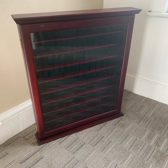 Vintage 81 Golf Ball Hanging Cabinet Mahogany Wood Glass Door Brass Hardware